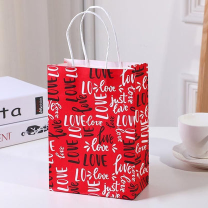 30x Valentines Day Love-Themed Tote Bag Elegant Kraft Paper Handbag Lightweight - Y169