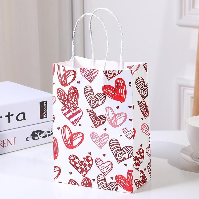 30x Valentines Day Love-Themed Tote Bag Elegant Kraft Paper Handbag Lightweight - Y169