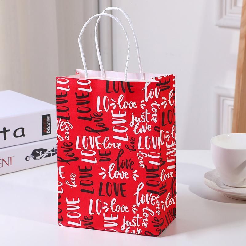 30x Valentines Day Love-Themed Tote Bag Elegant Kraft Paper Handbag Lightweight - Y173