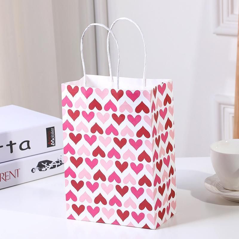 30x Valentines Day Love-Themed Tote Bag Elegant Kraft Paper Handbag Lightweight - Y173