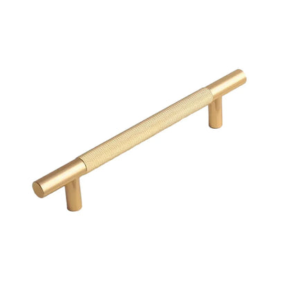 Light Luxury Cabinet Handle Full Copper Gold Straight Knurled Drawer Door Pull - 128mm
