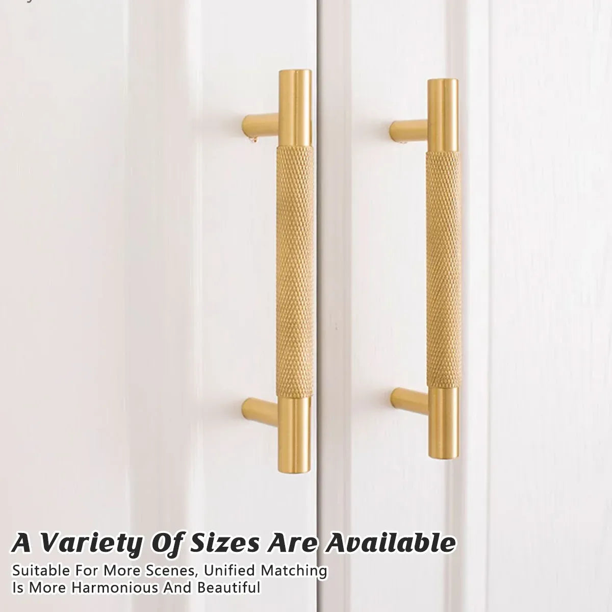 Light Luxury Cabinet Handle Full Copper Gold Straight Knurled Drawer Door Pull - 128mm
