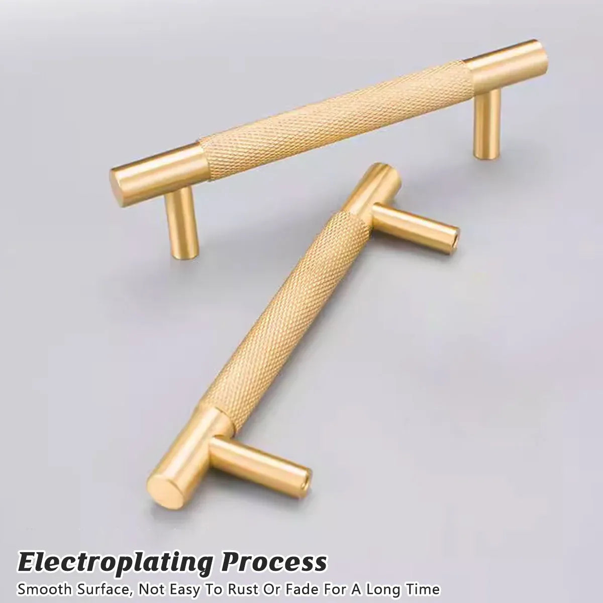 Light Luxury Cabinet Handle Full Copper Gold Straight Knurled Drawer Door Pull - 128mm