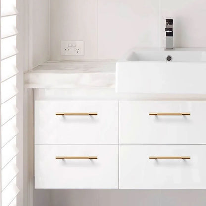 Light Luxury Cabinet Handle Full Copper Gold Straight Knurled Drawer Door Pull - 128mm