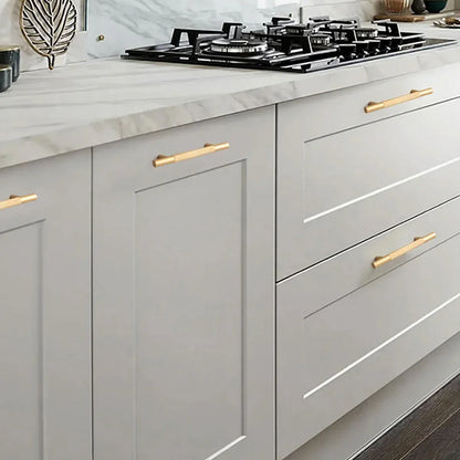 Light Luxury Cabinet Handle Full Copper Gold Straight Knurled Drawer Door Pull - 128mm
