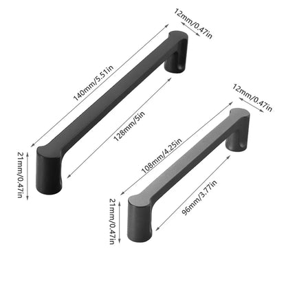 Modern Simple Cabinet Door Handle 96mm 128mm Long Pull for Kitchen Furniture - Black - 96mm