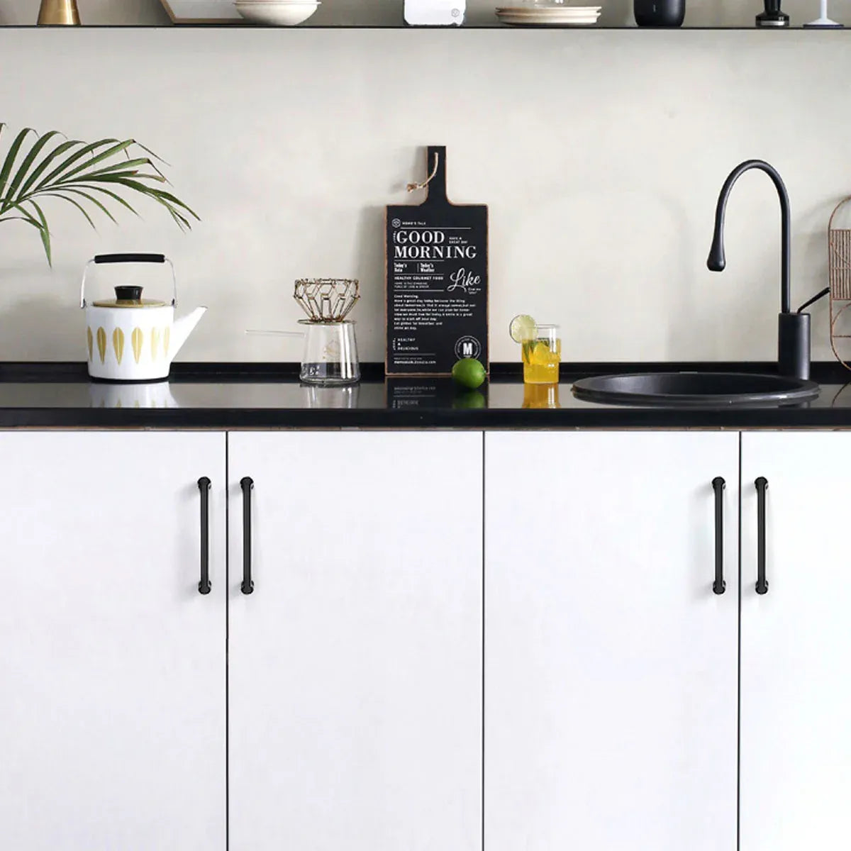 Modern Simple Cabinet Door Handle 96mm 128mm Long Pull for Kitchen Furniture - Black - 96mm