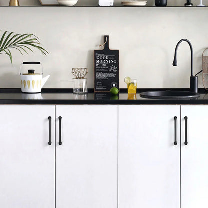 Modern Simple Cabinet Door Handle 96mm 128mm Long Pull for Kitchen Furniture - Black - 96mm