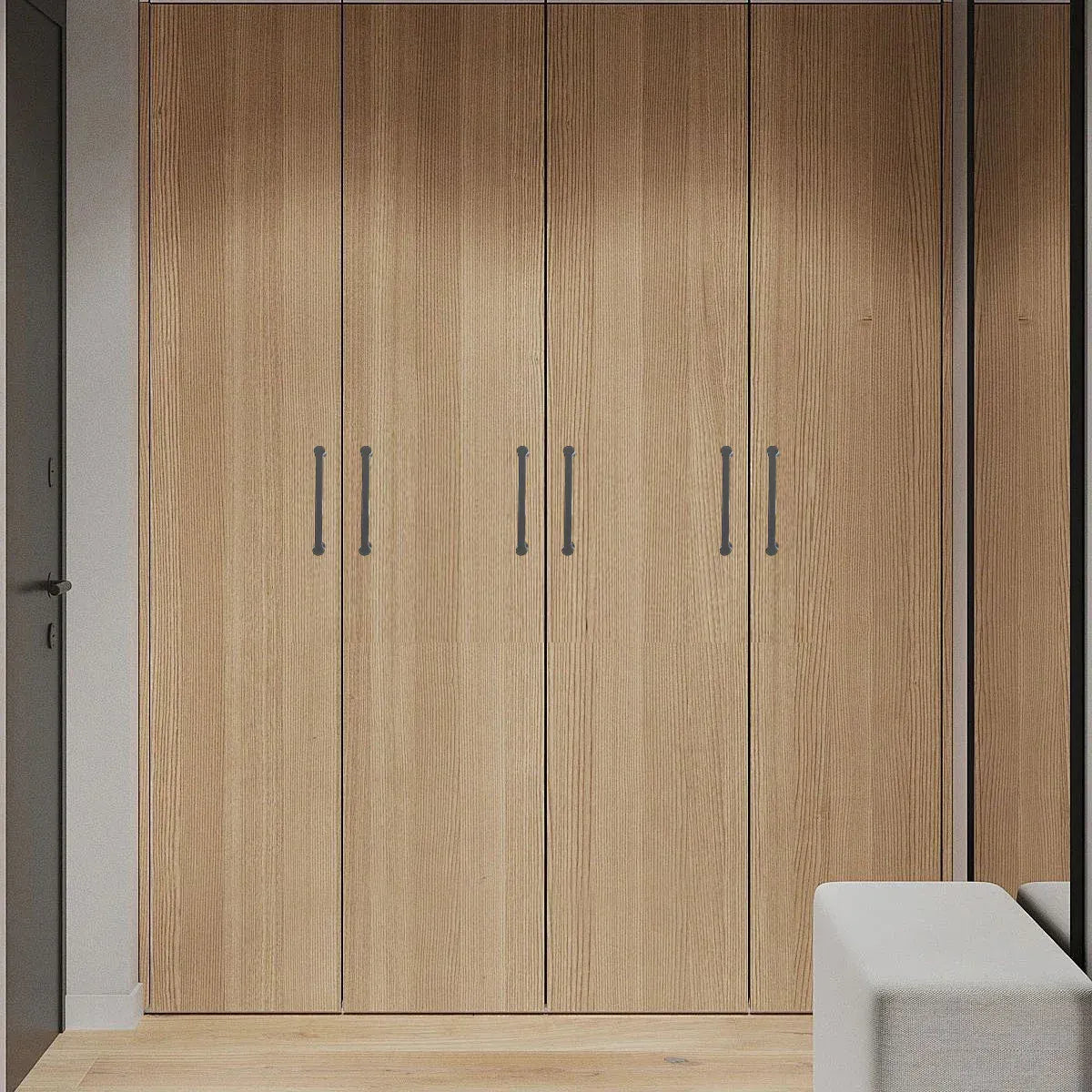 Modern Simple Cabinet Door Handle 96mm 128mm Long Pull for Kitchen Furniture - Black - 96mm