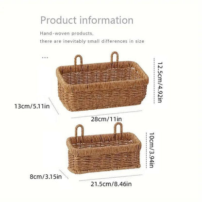 Wall-Mounted Rattan Style Hanging Storage Basket Kitchen Vegetable Fruit Basket - Large