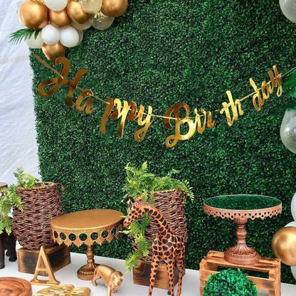 Happy Birthday Party Banner Decorations in Rose Gold Silver or Gold Bunting Garland - Silver