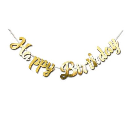 Happy Birthday Party Banner Decorations in Rose Gold Silver or Gold Bunting Garland - Silver