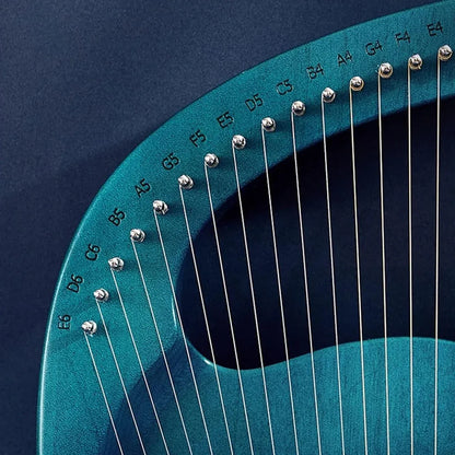 Solid Wood Veneer Laiya 24-String Harp Basic Model Beginner Music Instrument - Emerald Green