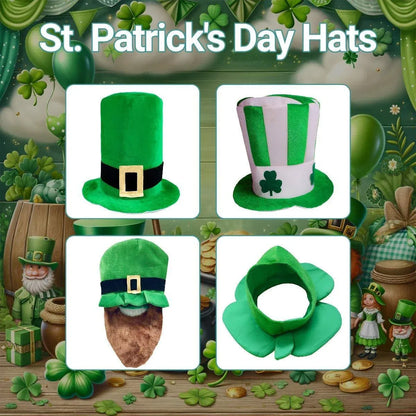 St Patricks Day Hat Festival Party Digital Print Irish Green Shamrock Cap - B