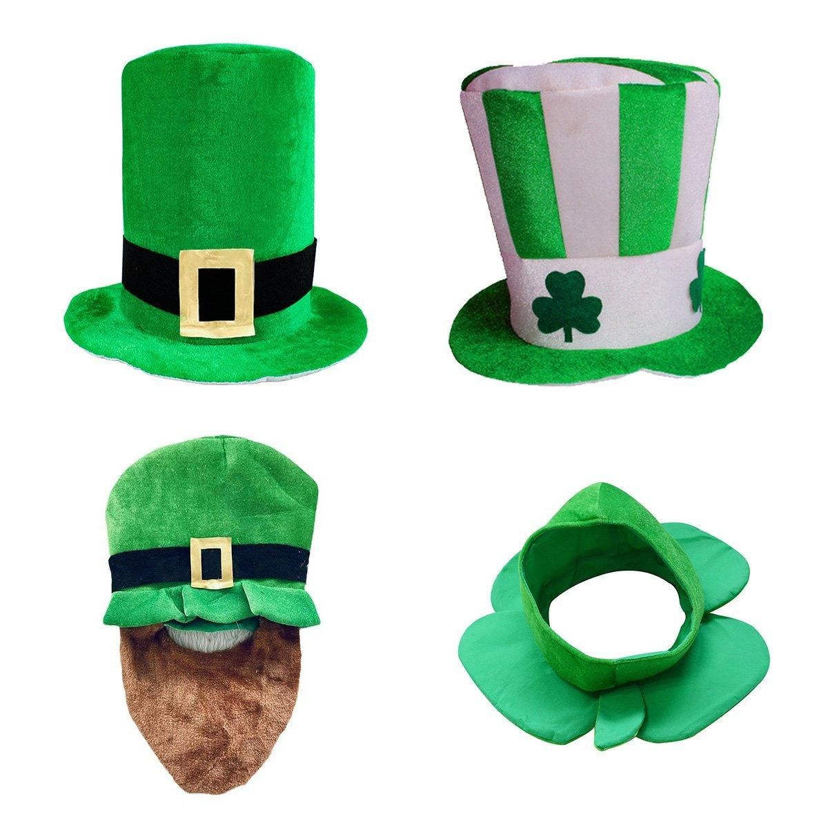St Patricks Day Hat Festival Party Digital Print Irish Green Shamrock Cap - B