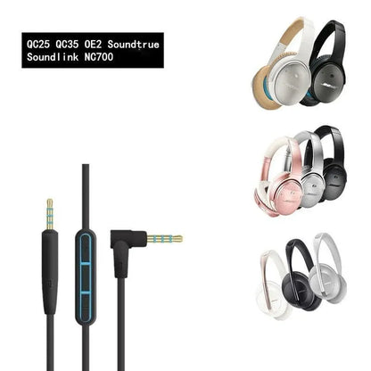 2.5mm to 3.5mm Audio Cable with Mic Volume Control for Bose QC25 QC35 Android