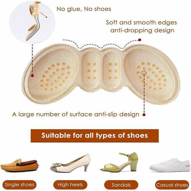 1Pair Thin Heel Insole Heel Protectors Heel Pads Shoe Liner Shoe Inserts Heel Grip - Apricot