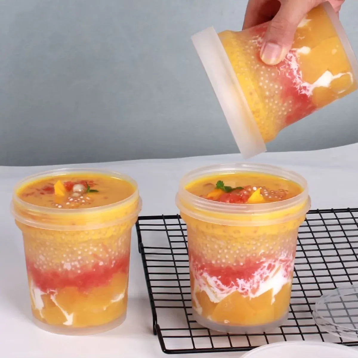 50pcs Dessert Packing Boxes 300ml 500ml Clear Takeout Cup Containers for Cake - 300ml