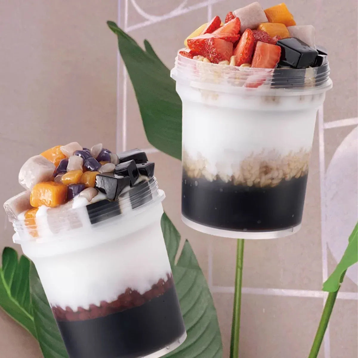 50pcs Dessert Packing Boxes 300ml 500ml Clear Takeout Cup Containers for Cake - 300ml