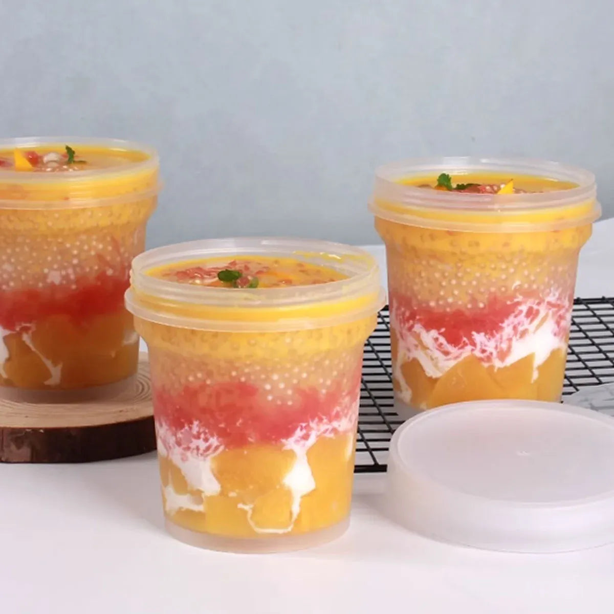 50pcs Dessert Packing Boxes 300ml 500ml Clear Takeout Cup Containers for Cake - 300ml