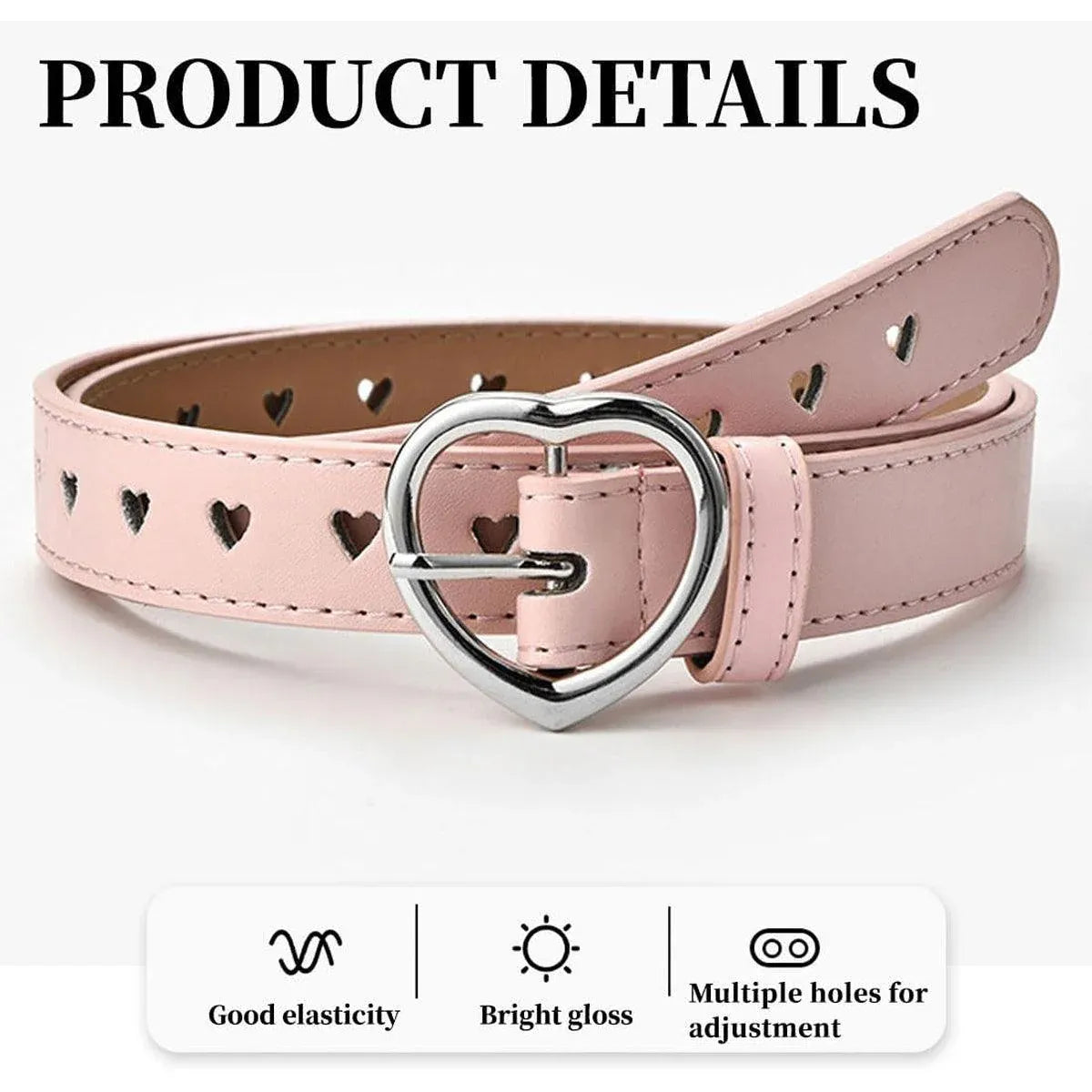 4pcs Women Hollow Out Belt Love Buckle Fashion Waist Belt Adjustable Strap