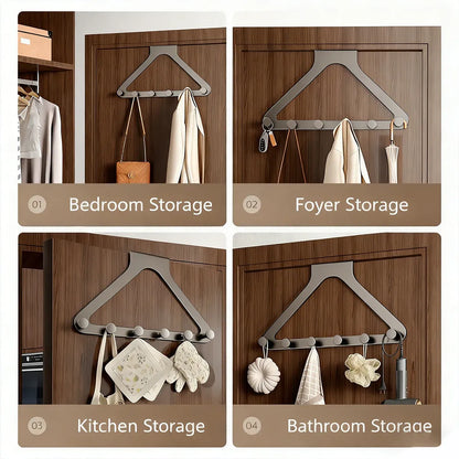 Door Hanger Hook Rack Over The Door Organizer with 6 Hooks for Coat Jacket Bag