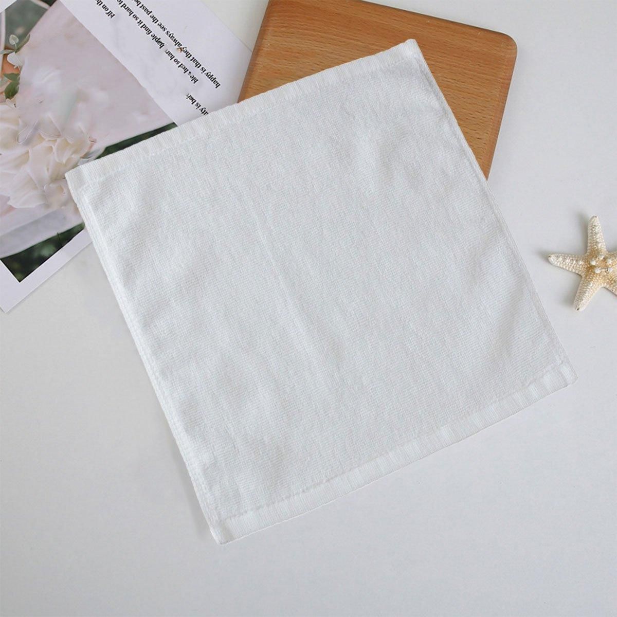 6PCS Hotel Cotton Face Towel White Soft Square Cloth Beauty Salon KTV Thick Wash - 32x32cm-Pearl satin-60g