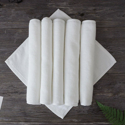 6PCS Hotel Cotton Face Towel White Soft Square Cloth Beauty Salon KTV Thick Wash - 35x35cm-Patternless-70g