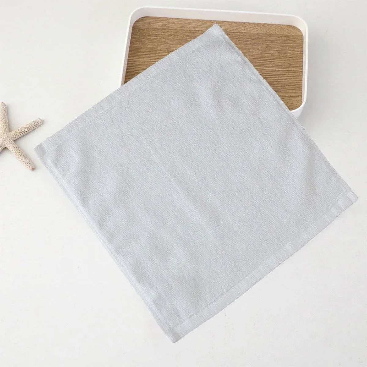 6PCS Hotel Cotton Face Towel White Soft Square Cloth Beauty Salon KTV Thick Wash - 35x35cm-Patternless-70g