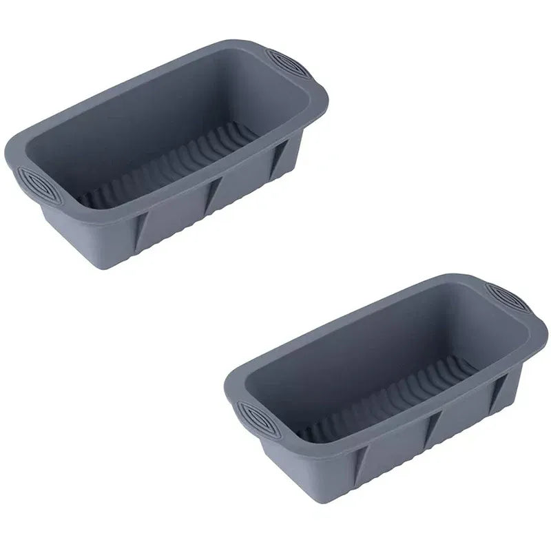 2pcs Large Capacity Ice Cube Tray Mold Rectangle Silicone Ice Grid Maker Kitchen - Grey