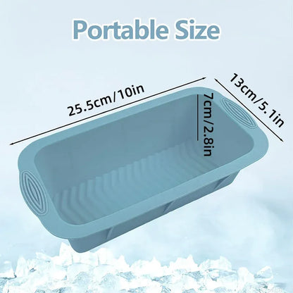 2pcs Large Capacity Ice Cube Tray Mold Rectangle Silicone Ice Grid Maker Kitchen - Grey