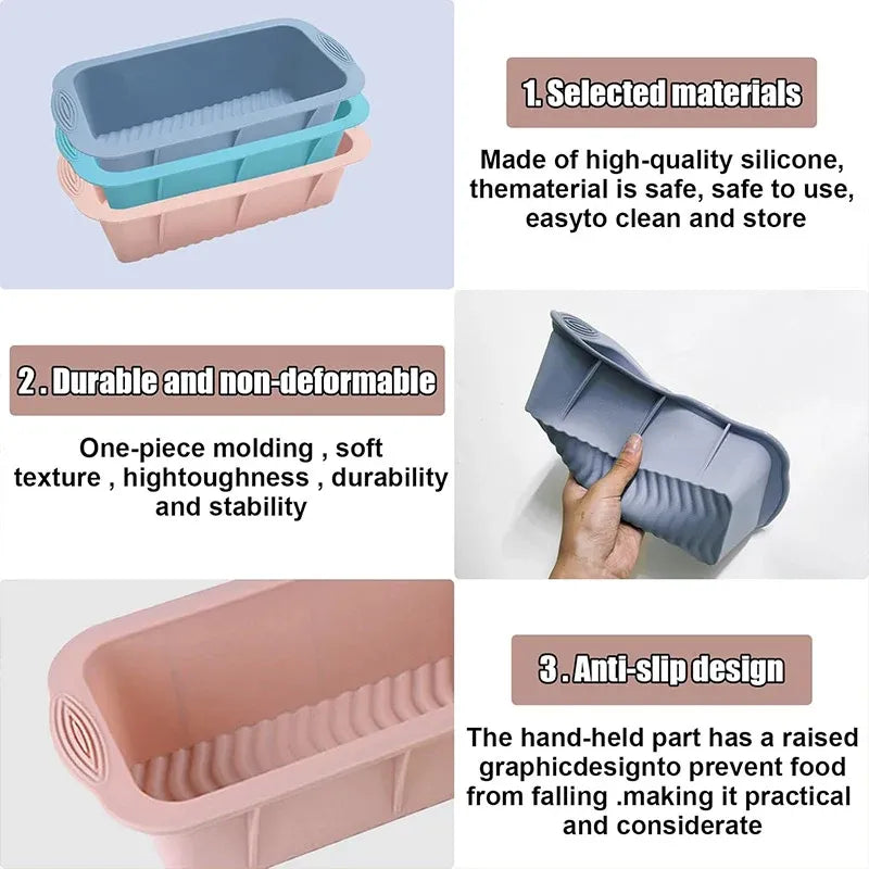2pcs Large Capacity Ice Cube Tray Mold Rectangle Silicone Ice Grid Maker Kitchen - Orange