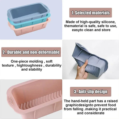 2pcs Large Capacity Ice Cube Tray Mold Rectangle Silicone Ice Grid Maker Kitchen - Orange