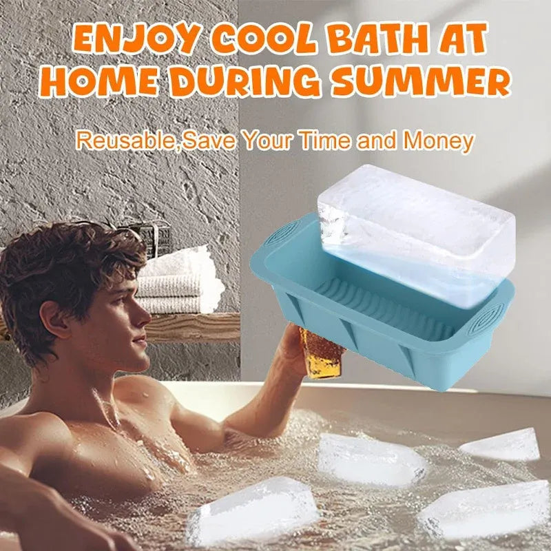 2pcs Large Capacity Ice Cube Tray Mold Rectangle Silicone Ice Grid Maker Kitchen - Orange
