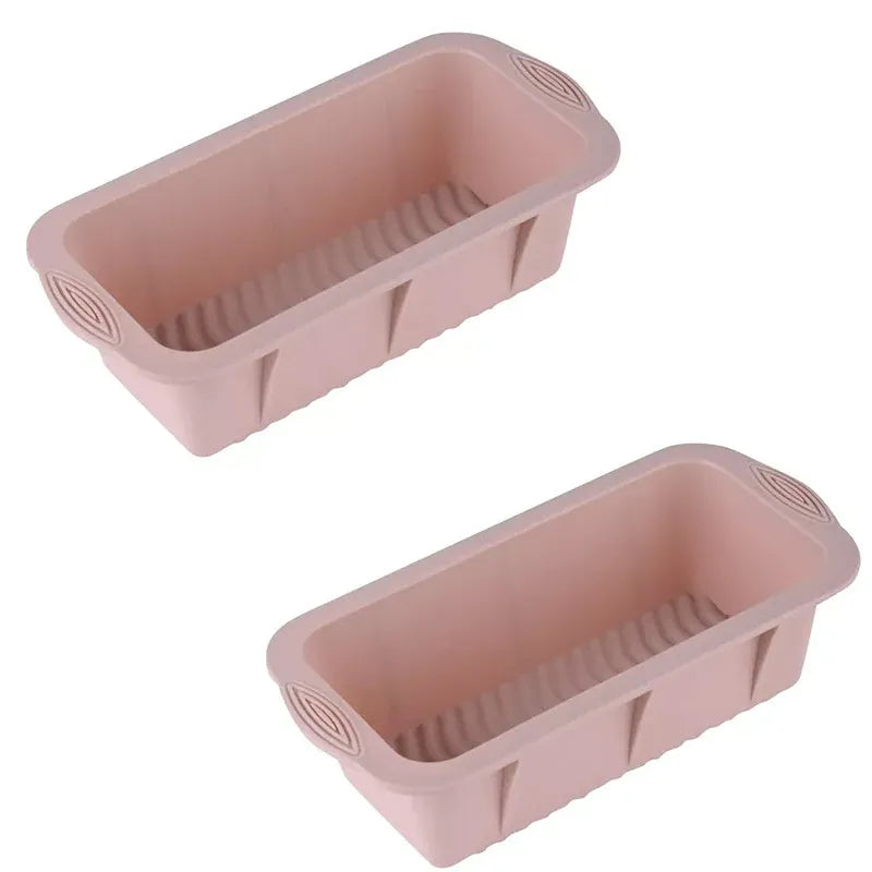 2pcs Large Capacity Ice Cube Tray Mold Rectangle Silicone Ice Grid Maker Kitchen - Pink