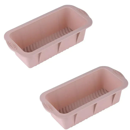 2pcs Large Capacity Ice Cube Tray Mold Rectangle Silicone Ice Grid Maker Kitchen - Pink