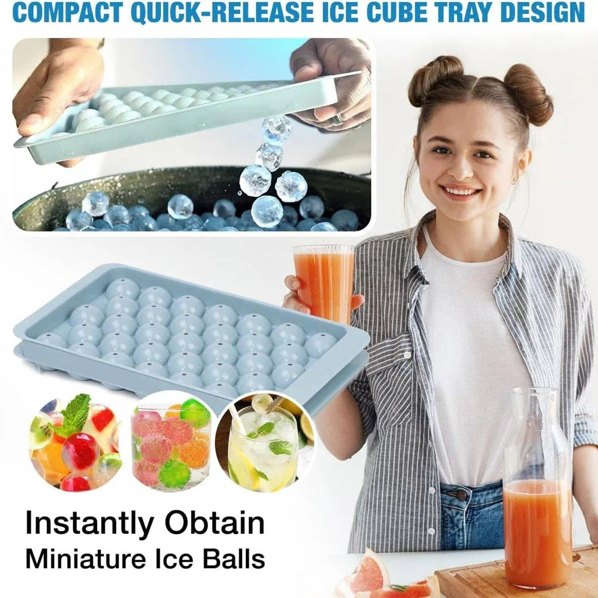 3 Layer Ice Cube Tray Mold Home Ice Compartment Press for Freezer Storage