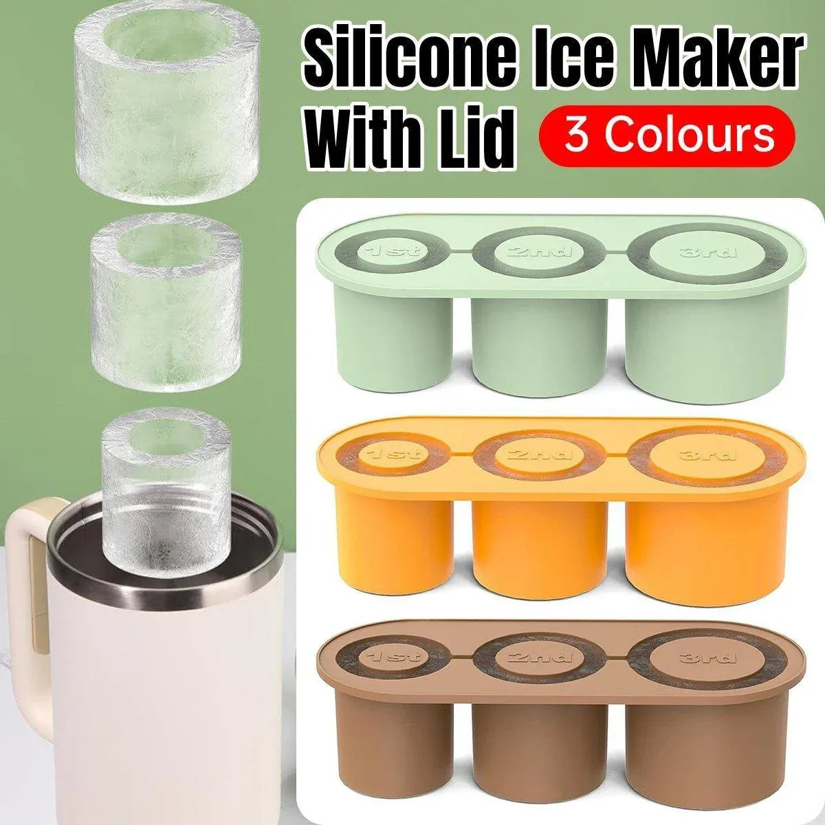 Silicone Ice Cube Tray for 20oz 30oz 40oz Tumbler Easy Release Reusable Mold - Yellow