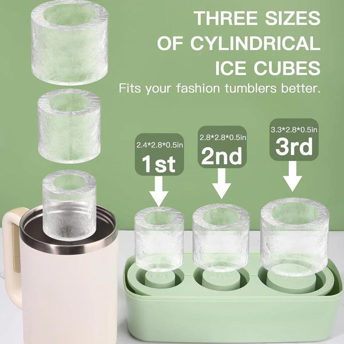 Silicone Ice Cube Tray for 20oz 30oz 40oz Tumbler Easy Release Reusable Mold - Yellow