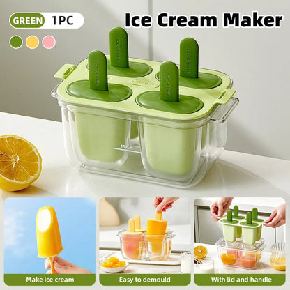 Popsicle Ice Cream Mold DIY Ice Lattice Maker Mould Reusable Home Ice Box Set - White