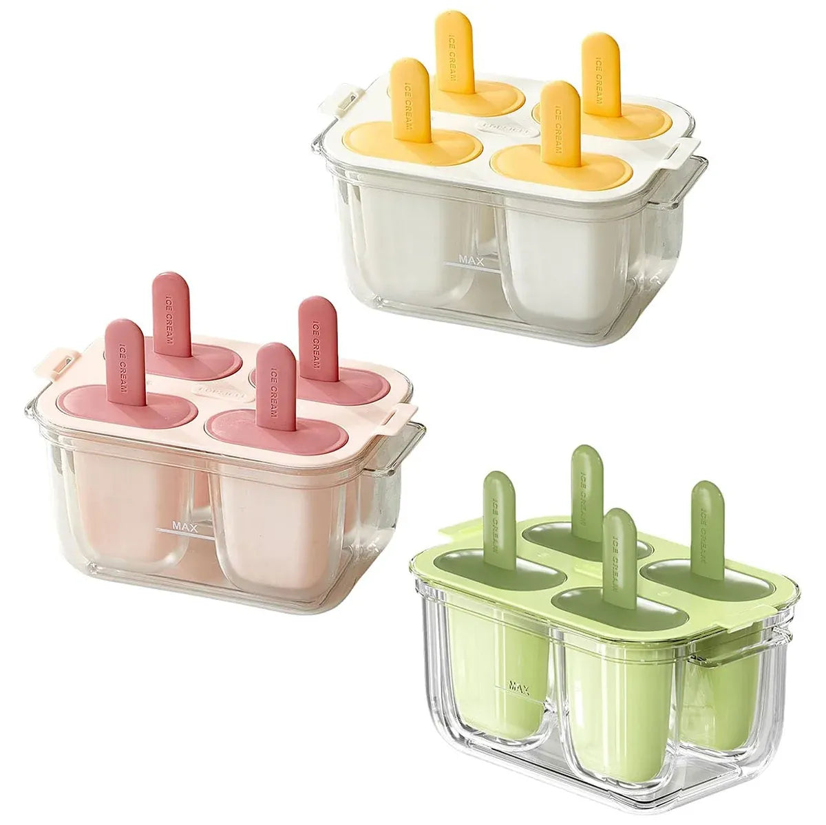 Popsicle Ice Cream Mold DIY Ice Lattice Maker Mould Reusable Home Ice Box Set - White
