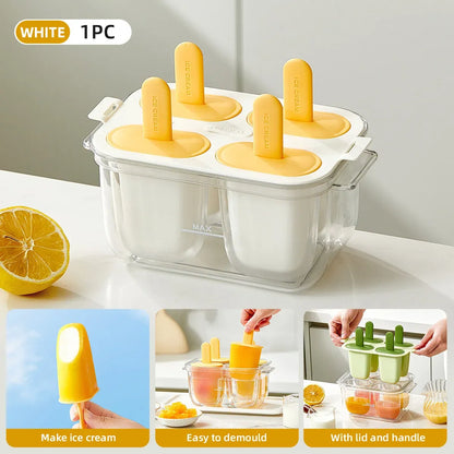 Popsicle Ice Cream Mold DIY Ice Lattice Maker Mould Reusable Home Ice Box Set - White