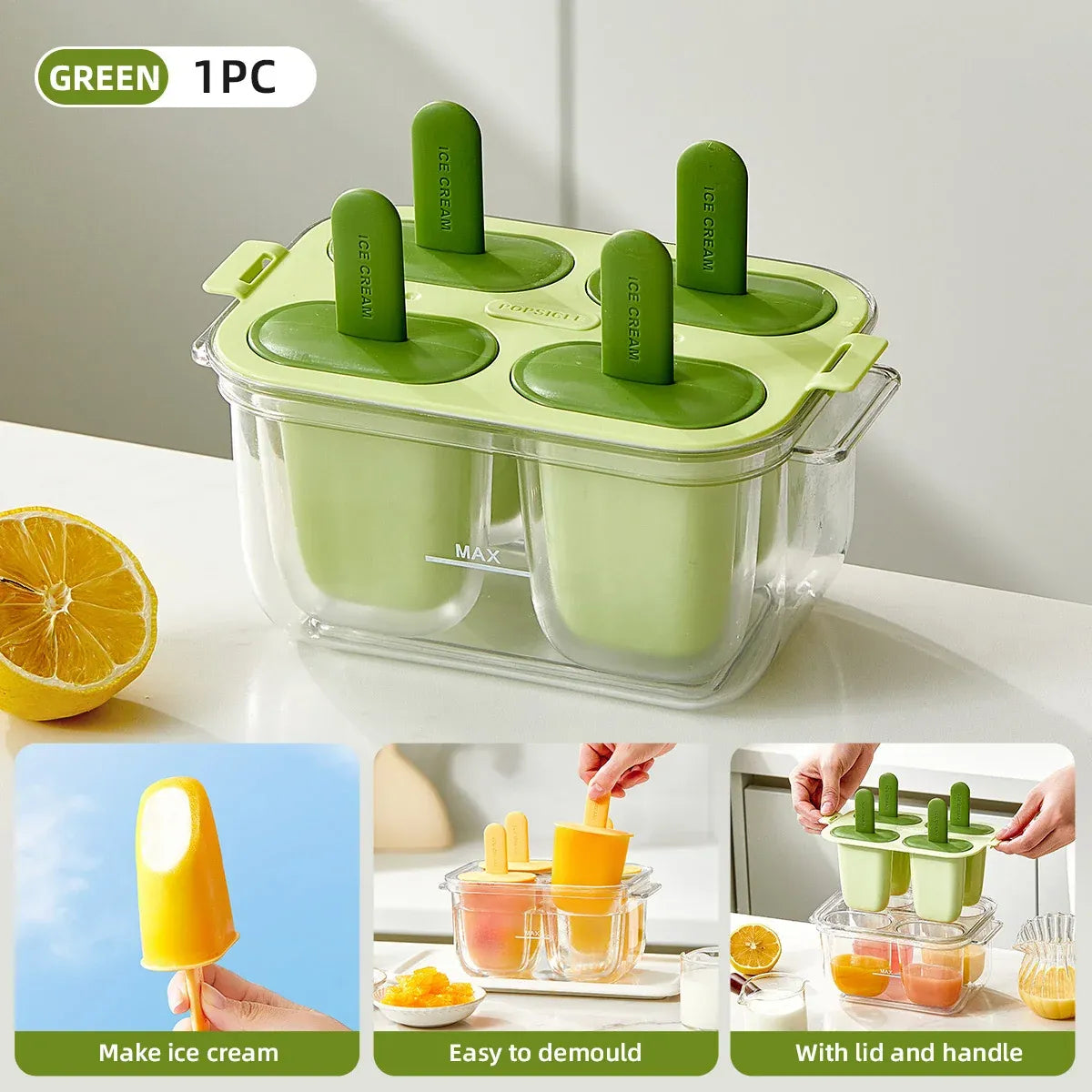 Popsicle Ice Cream Mold DIY Ice Lattice Maker Mould Reusable Home Ice Box Set - White