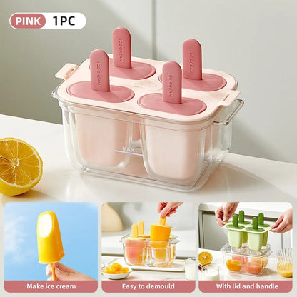Popsicle Ice Cream Mold DIY Ice Lattice Maker Mould Reusable Home Ice Box Set - White