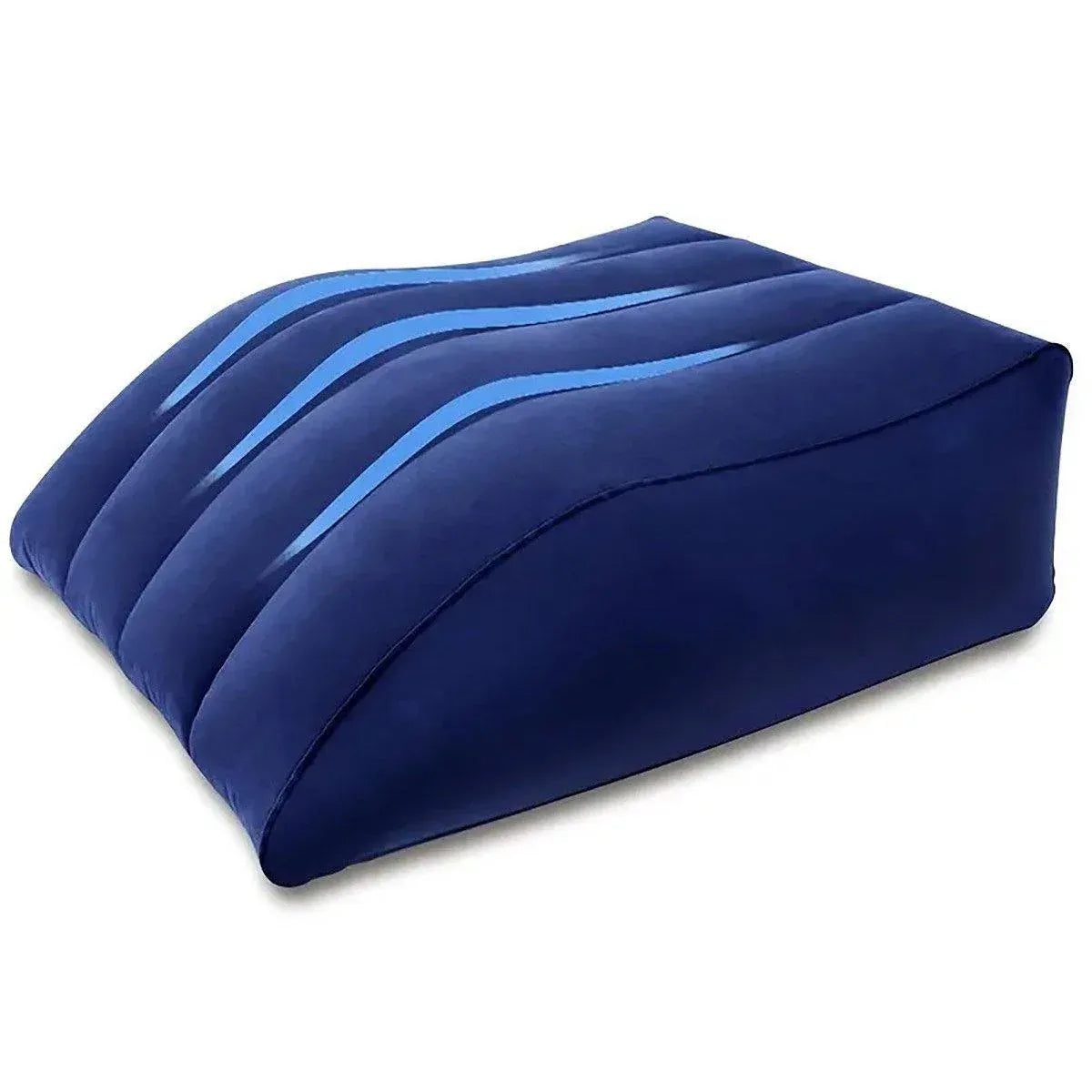 Inflatable PVC Leg Pillow Wedge Triangle Foot Cushion Flocking - Blue