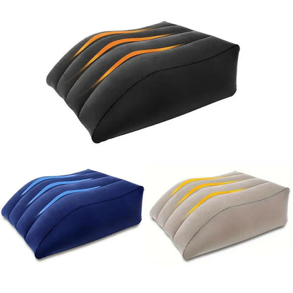 Inflatable PVC Leg Pillow Wedge Triangle Foot Cushion Flocking - Blue