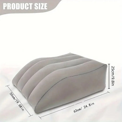 Inflatable PVC Leg Pillow Wedge Triangle Foot Cushion Flocking - Blue