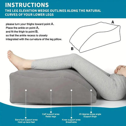 Inflatable PVC Leg Pillow Wedge Triangle Foot Cushion Flocking - Blue