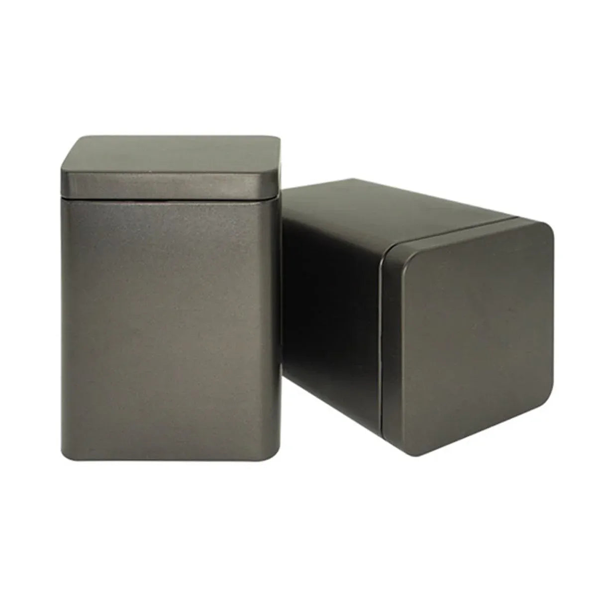 10PCS Tea Can Sealed Square Storage Box Solid Color Frosted Iron Container - Grey
