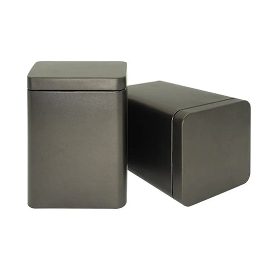 10PCS Tea Can Sealed Square Storage Box Solid Color Frosted Iron Container - Grey